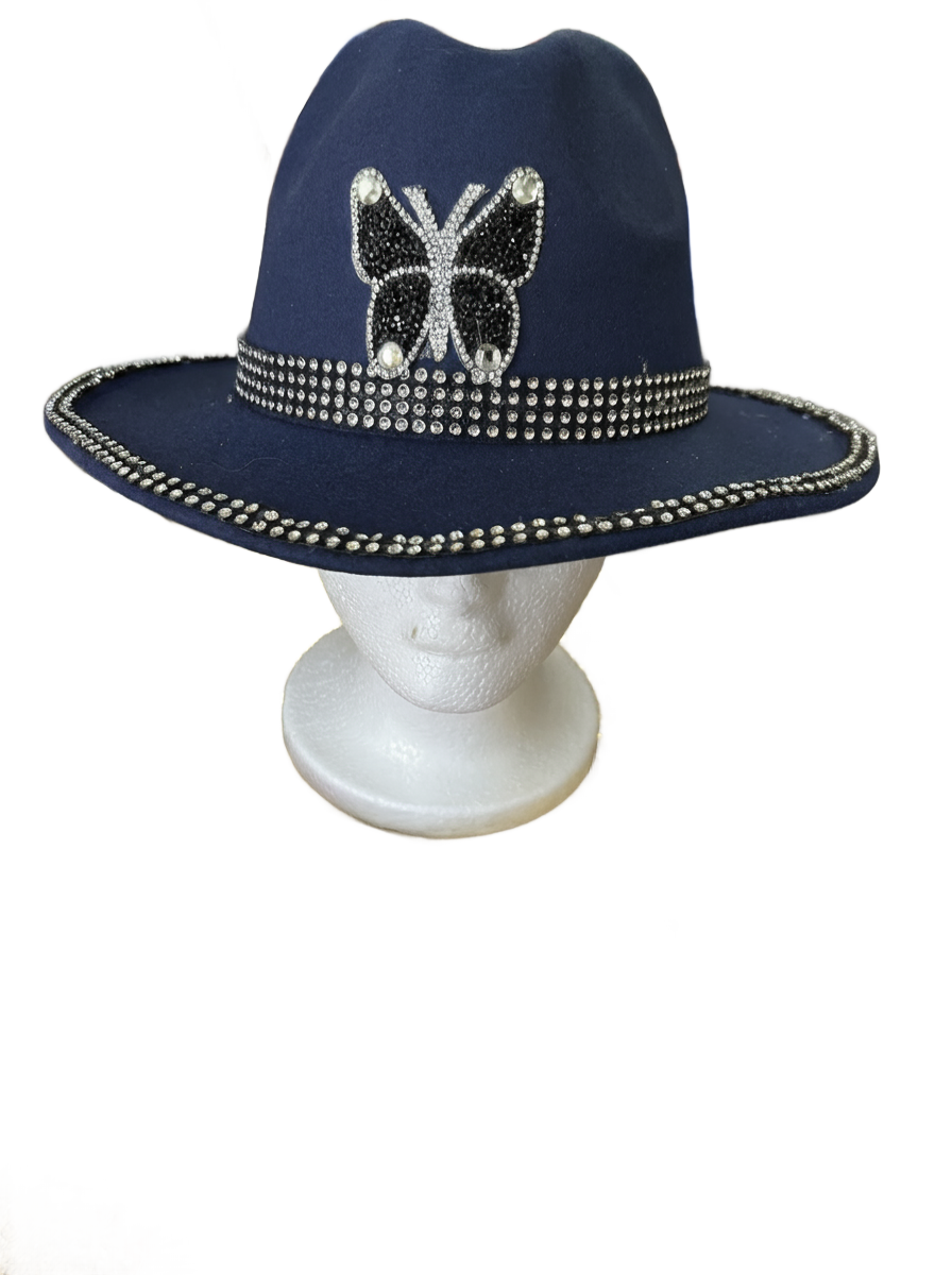 Custom Created Rhino Stone Butterfly Western Hat