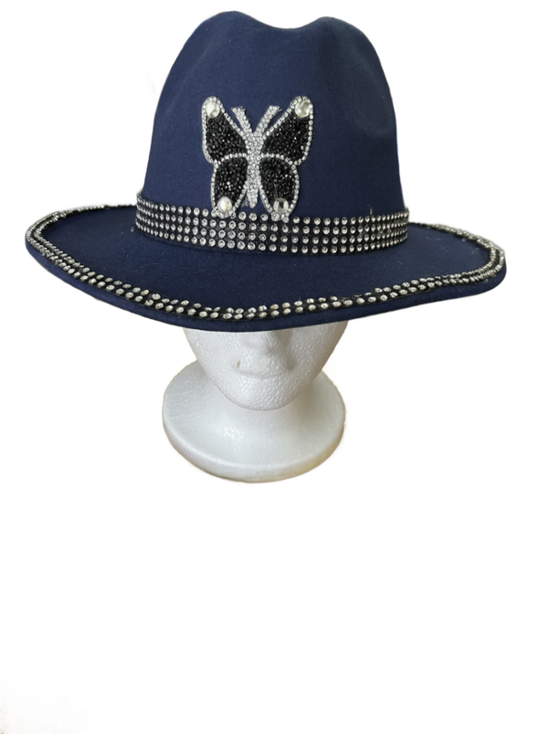 Custom Created Rhino Stone Butterfly Western Hat
