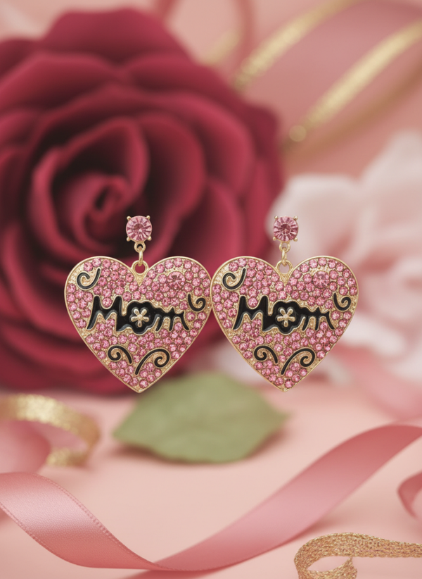 Blush Heart Mom Earrings