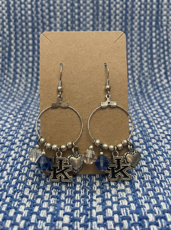 Kentucky Wildcat "UK" Charm Hoop Earrings