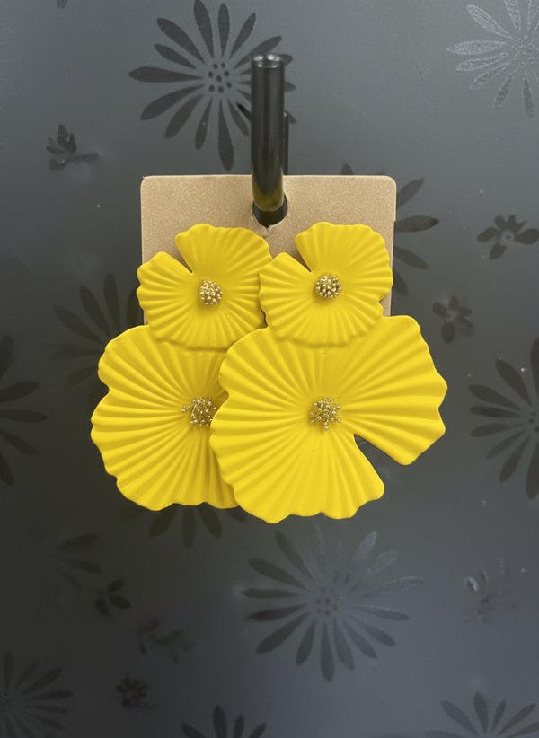Sunburst Bloom Layered Flower Earrings