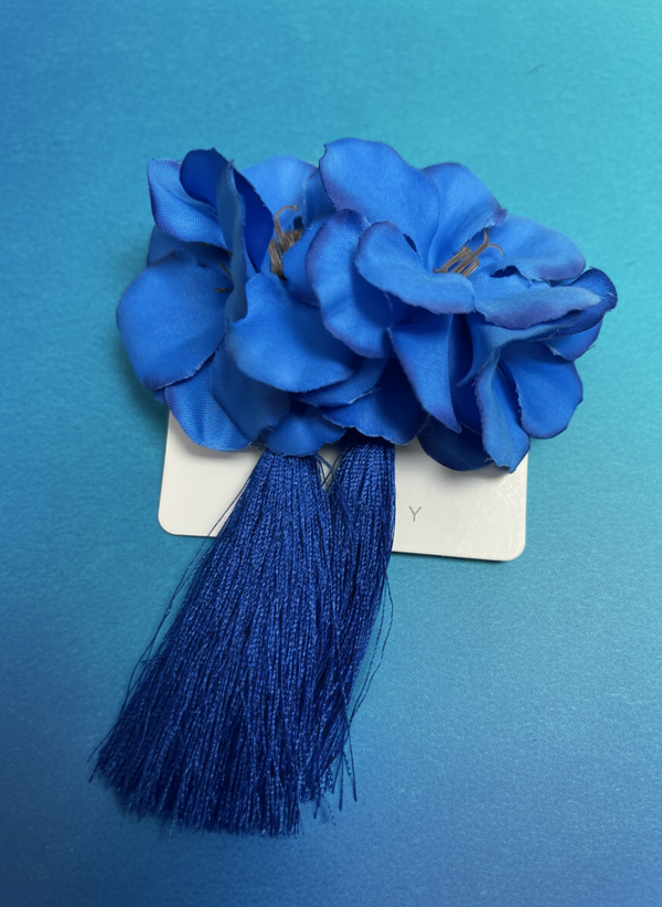 Blue Flower and Fringe Earrings