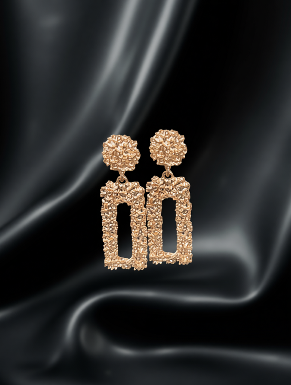 Gilded Mosaic Rectangle Drop Earrings