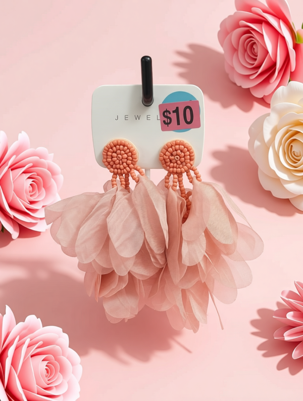 Peach Blossom Petal Drop Earrings