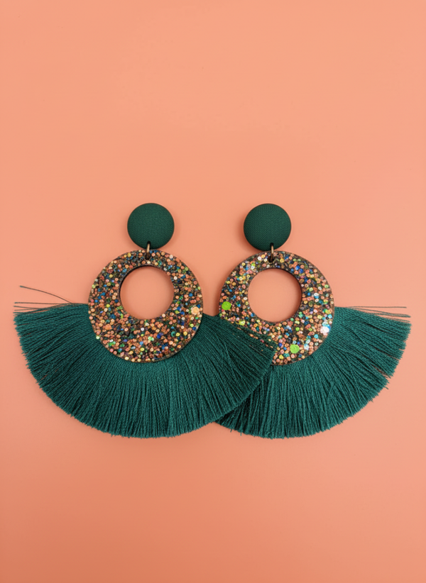 Emerald Spark Fringe Earrings