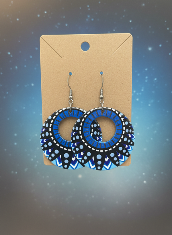 Midnight Mosaic Circle Earrings