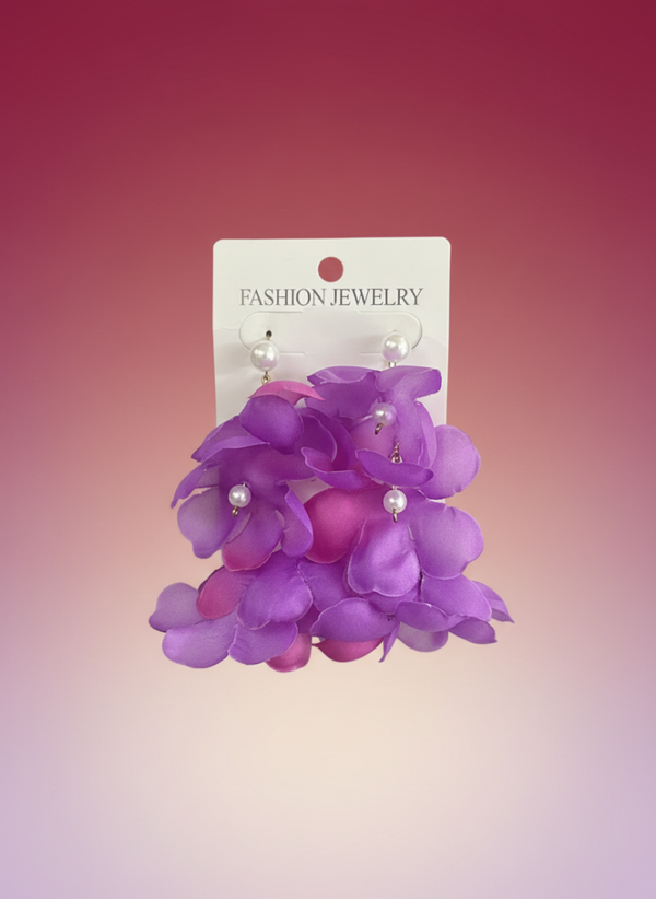 Violet Bloom Cluster Earrings