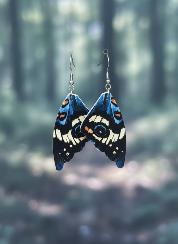 Blue Monarch Wing Earrings