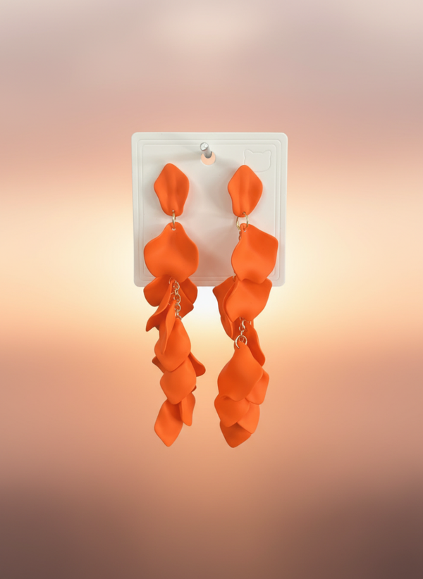 Tangerine Cascade Petal Earrings