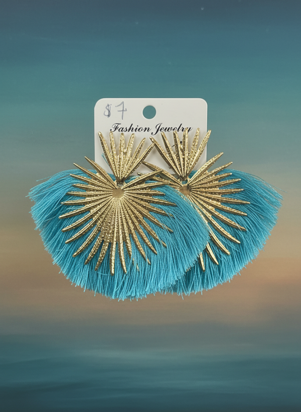 Turquoise Sunflare Fan Earrings