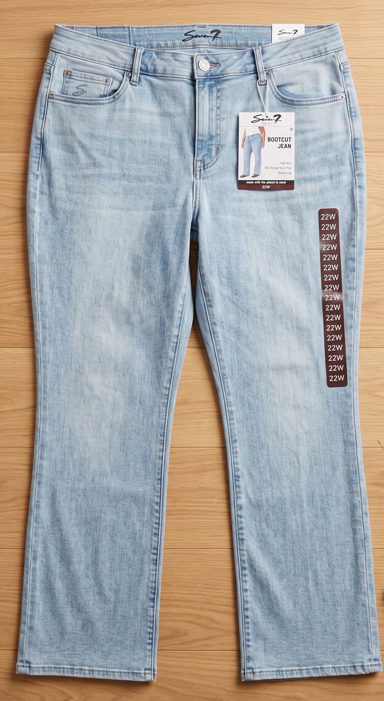 Women's Seven7 Plus-Size High-Rise Bootcut Jeans, Light-Wash - 22W Sustainable Fit