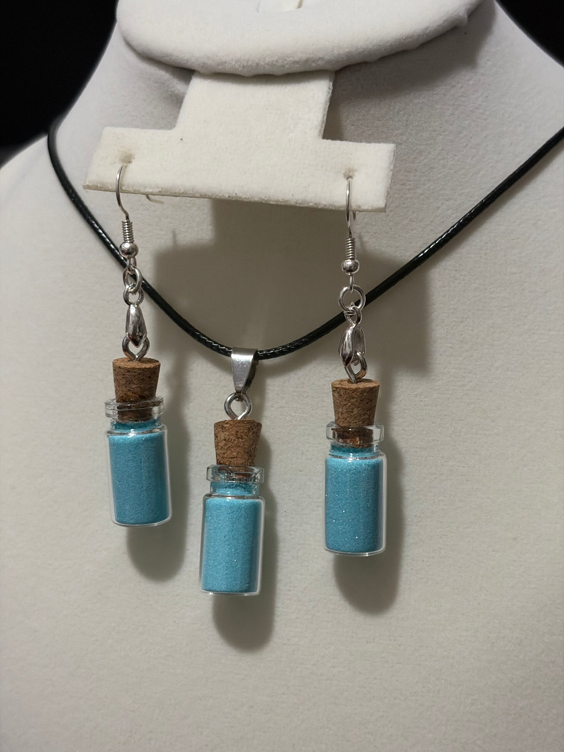 Necklace and earrings set aqua blue