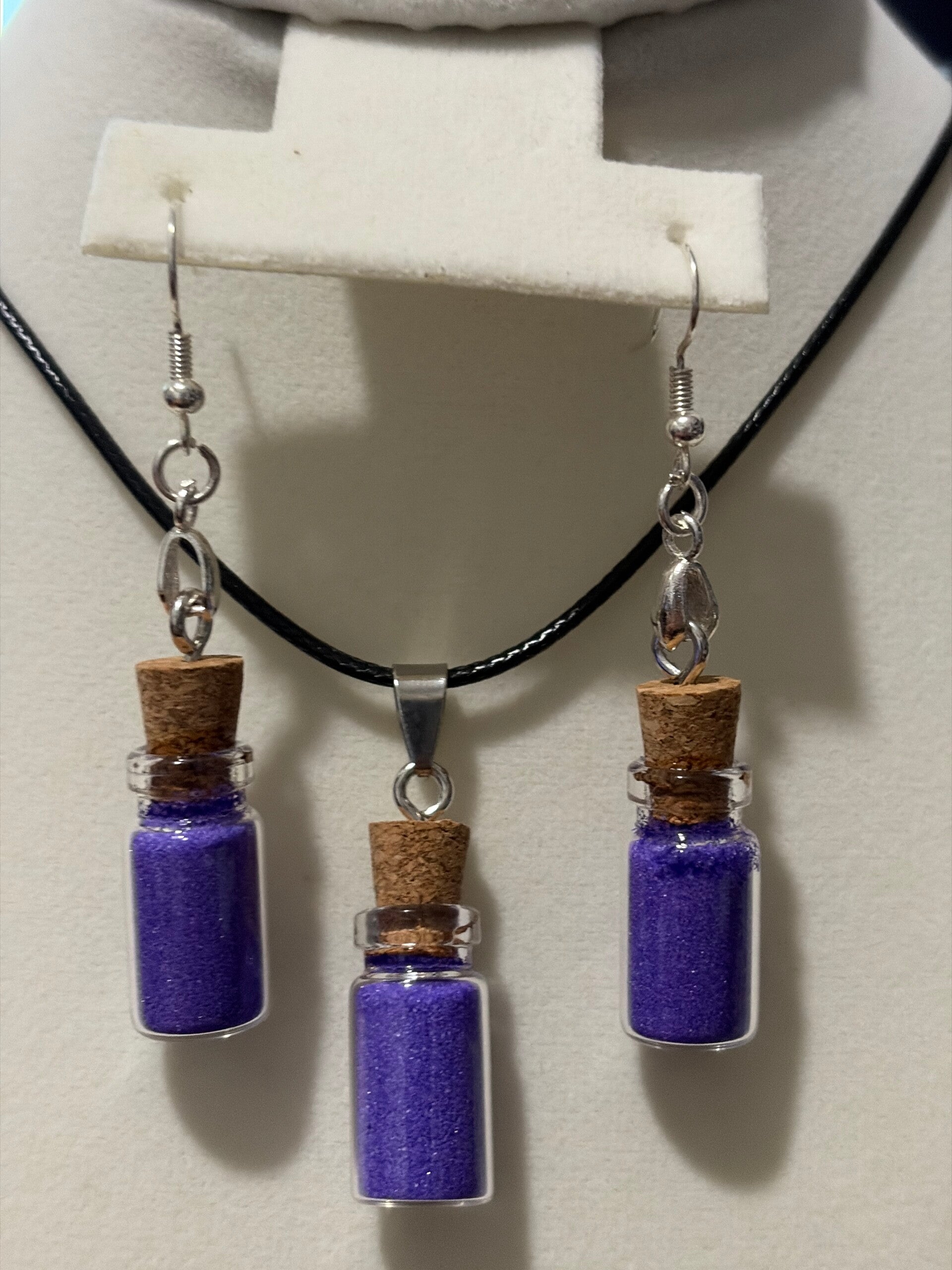 Necklace and earrings set dark purple