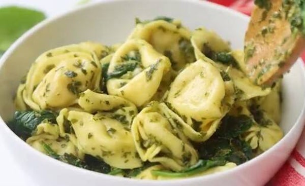 7. Cheese Tortellini in Pesto Sauce