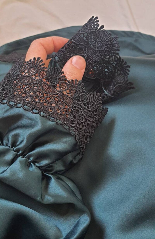 Gebetskleid Satinstoff - Emerald Green