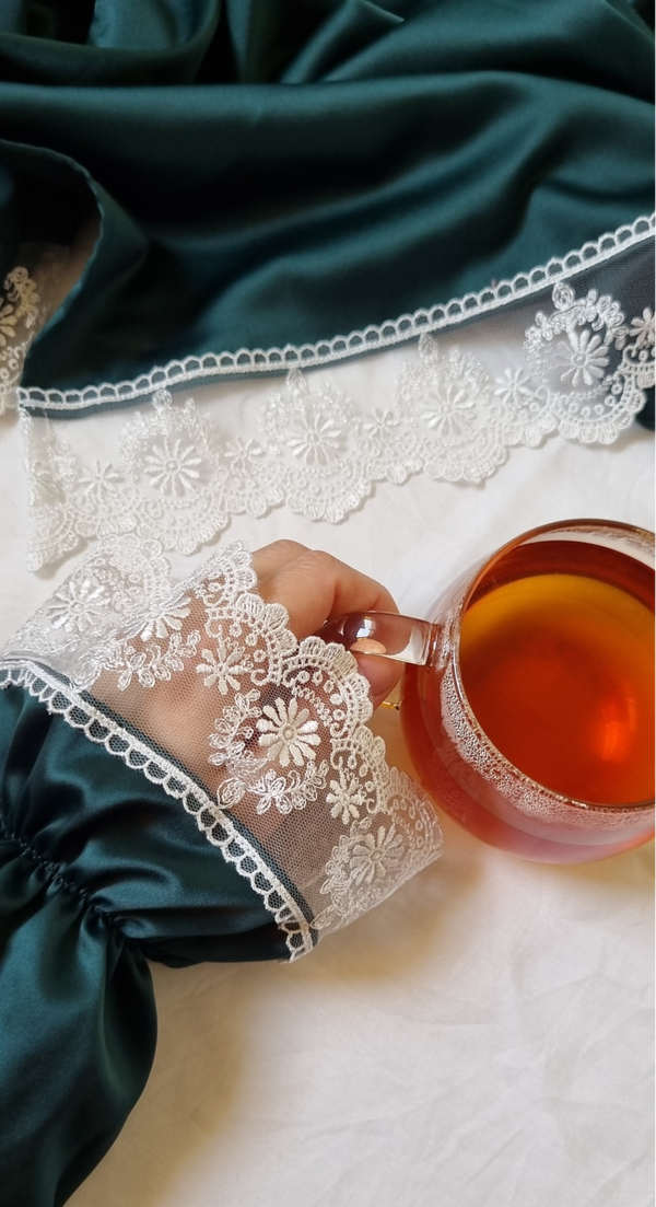 Satin Emerald with Lace