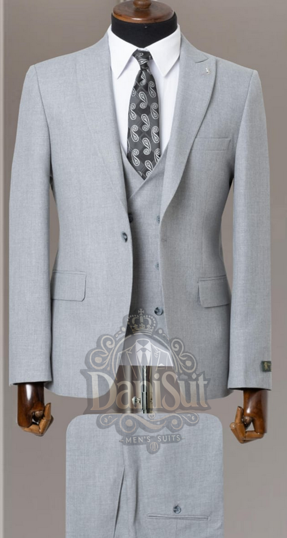 ✨ Costume 3 Pièces Gris Clair – Élégance Absolue