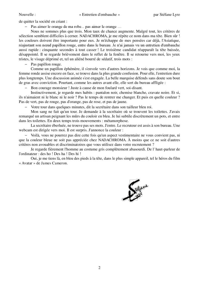 entretien d'embauche Stéfane lyre page 2