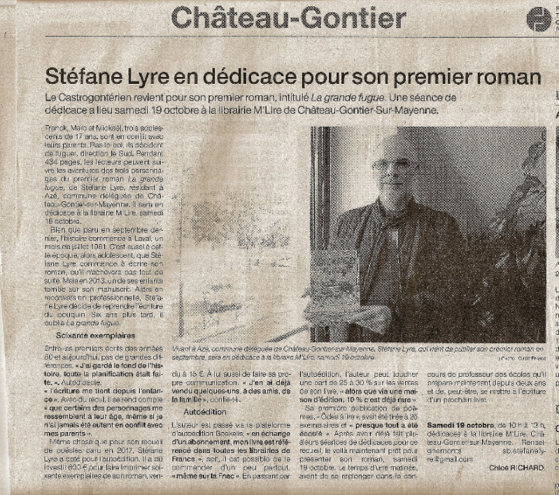 article ouest france Stéfane Lyre