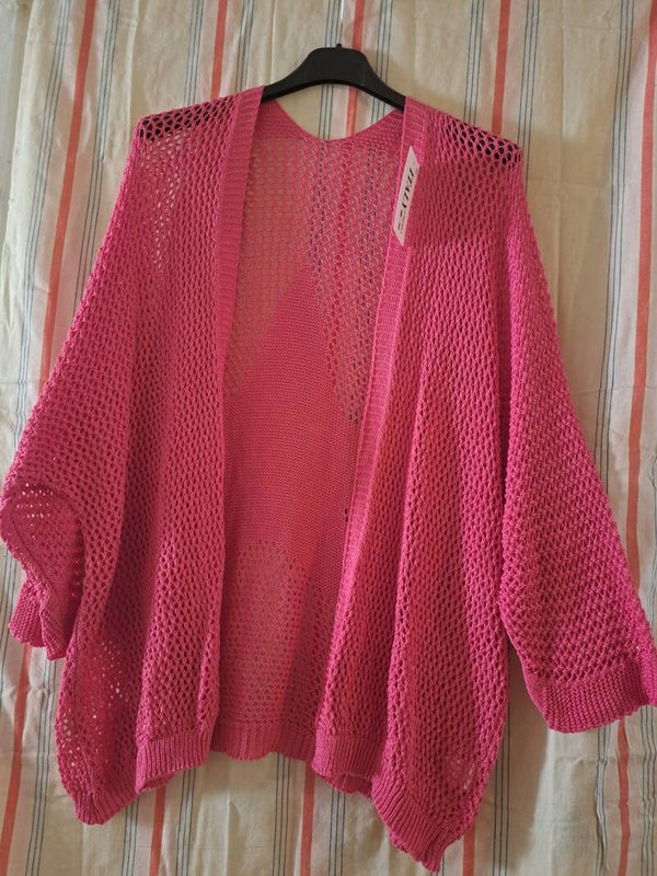 Gilet maille dos étoile fuchsia