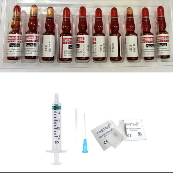 10 x 1ml Vitamin B12 IM ampoules & Injection Kit