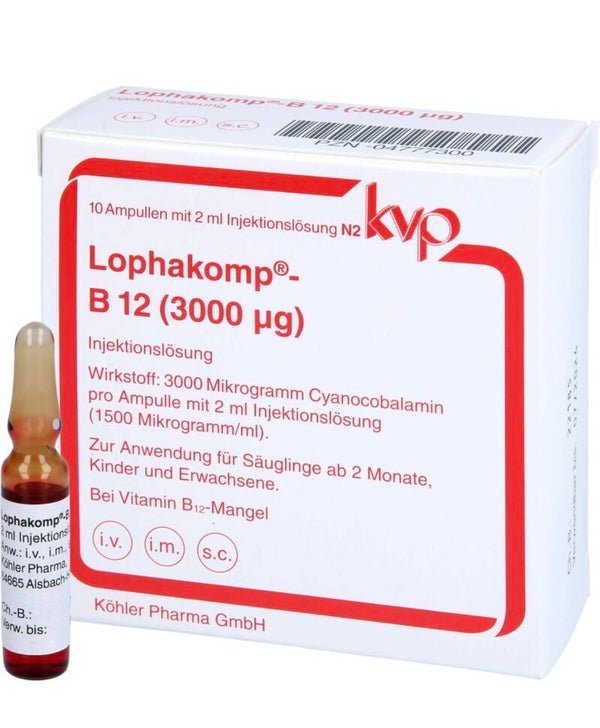 Vitamin B12 - 10 x 2ml Vials 3000ug cyanocobalamin (German)