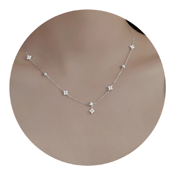 collier fleur + boucles d'oreilles