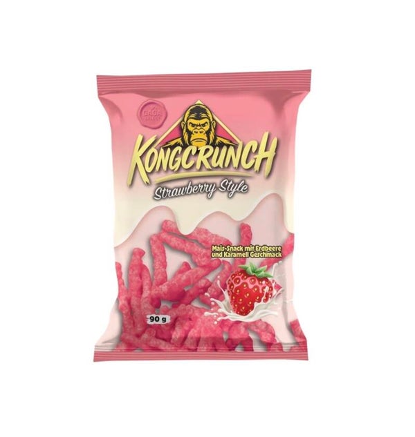 KongCrunch Strawberry Style – Süßer Mais-Snack mit Erdbeer-Karamell Geschmack (90g)