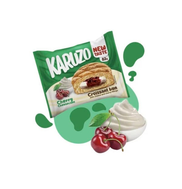 KARUZO Croissant Cherry Cheesecake 82g – Knuspriges Croissant mit fruchtig-cremiger Kirschfüllung