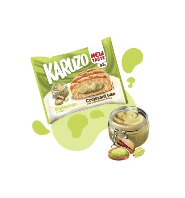 KARUZO Croissant Pistaziencreme 82g – Knuspriges Croissant mit cremiger Pistazienfüllung