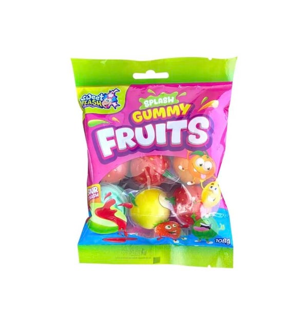 Sweet Flash Splash Gummy Fruits – Fruchtgummi mit saurer Füllung (108 g)