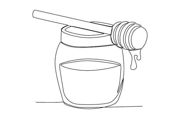 Dessin d'un pot de miel avec sa cuillere