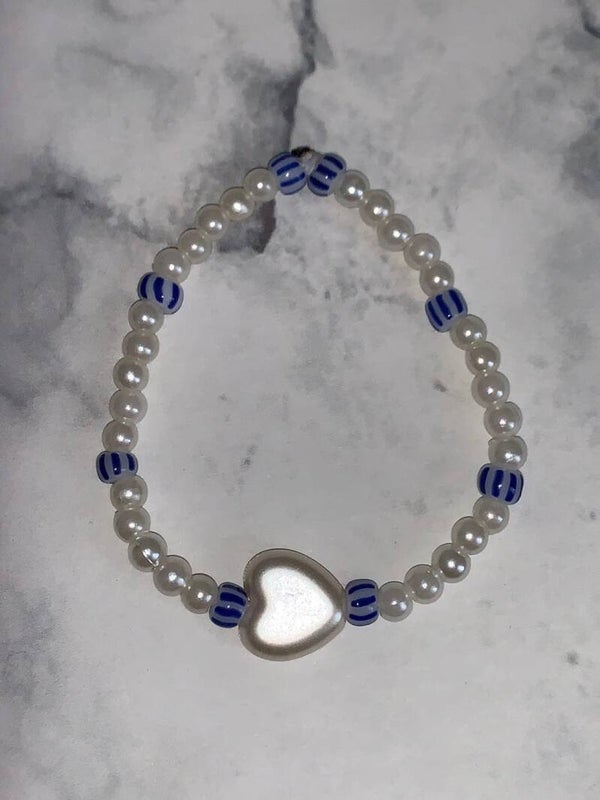 Gestreepte parel armband