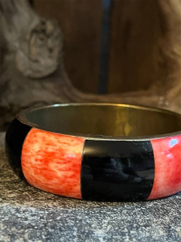 Vintage armband zwart/rood