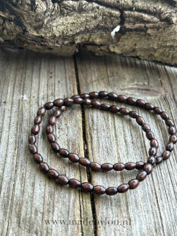 Armband kleine houten kraal.