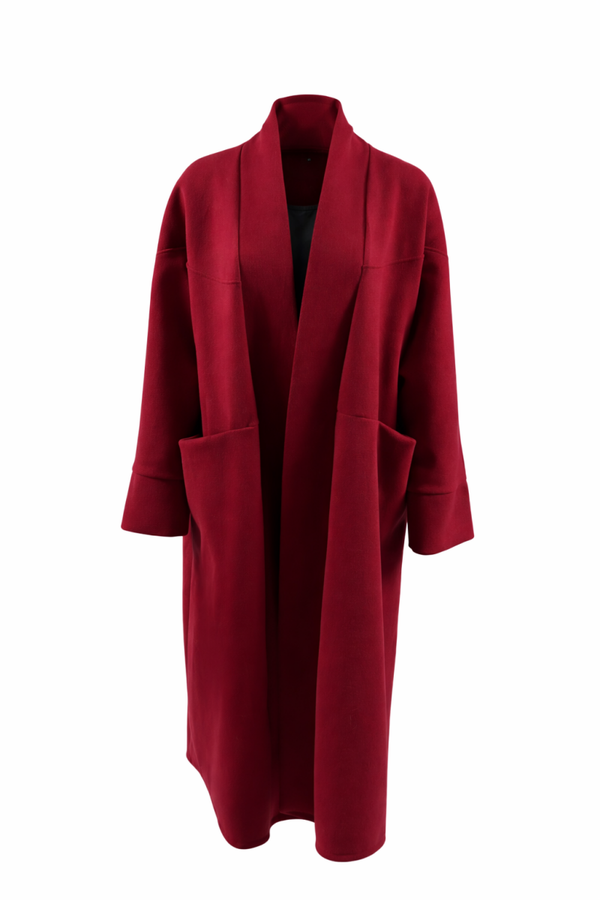 Lange rode jas/vest – Nieuw Long red coat/cardigan – New