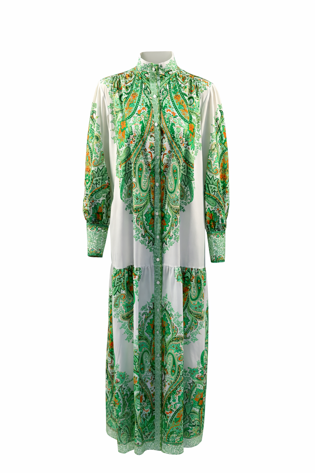 Paisley Jurk – Groen/Wit Paisley Dress – Green/White