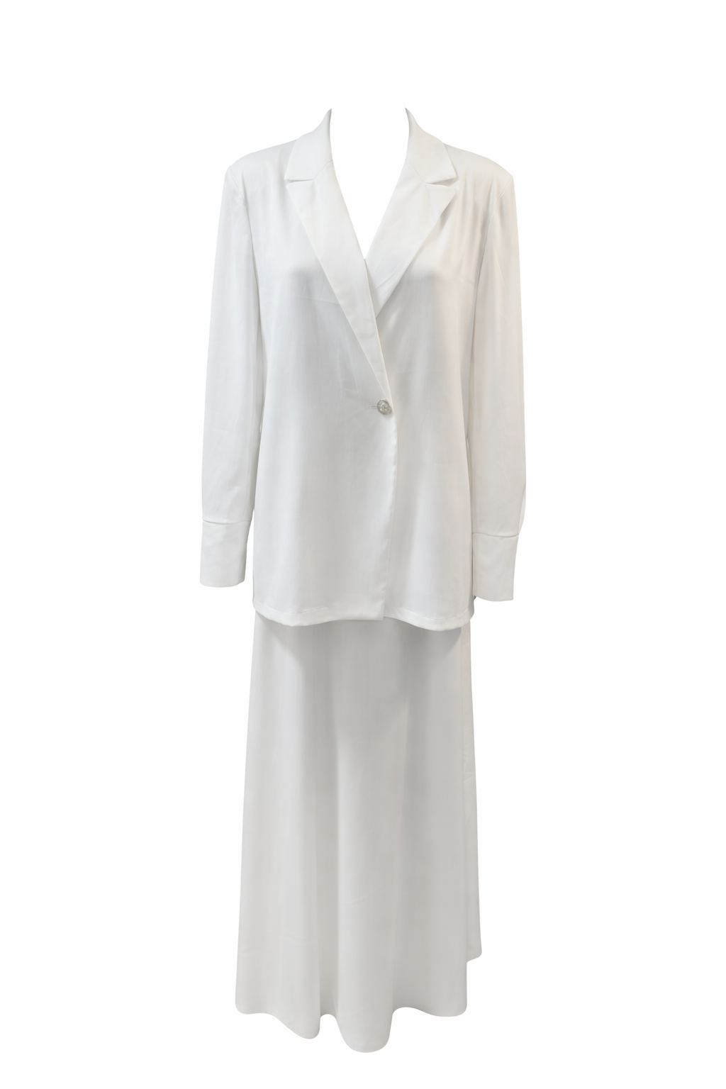 Nieuwe dames set blazer + lange rok wit – maat L New women’s set blazer + long skirt white – size L