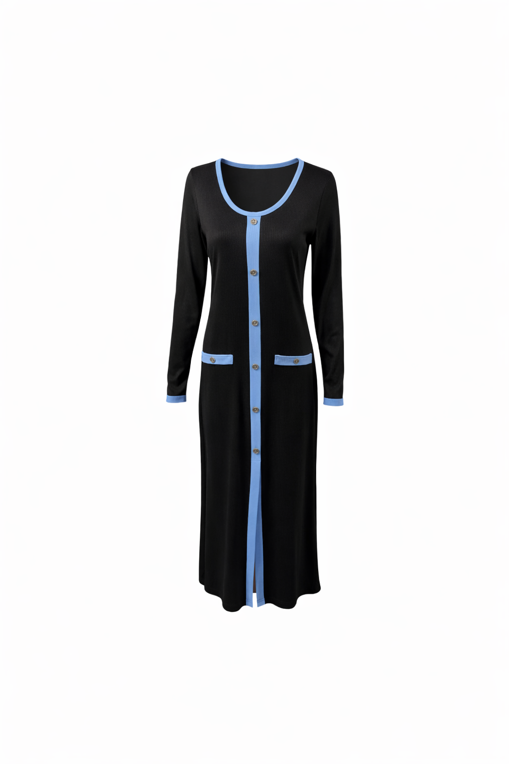 lange jurk met knopen blauw  – Nieuw  / long button dark blue dress – New