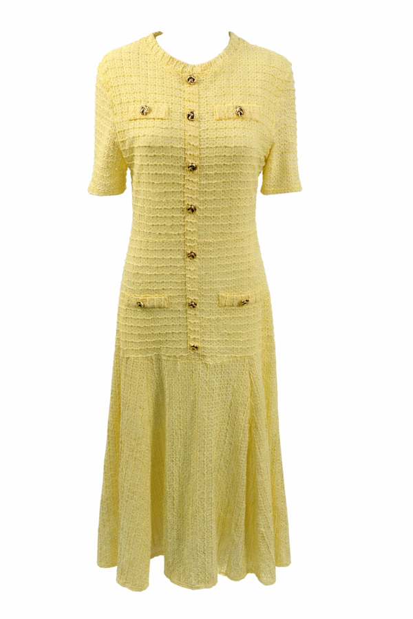 Lange dames jurk geel maat M/L – nieuw Long women’s dress yellow size M/L – new
