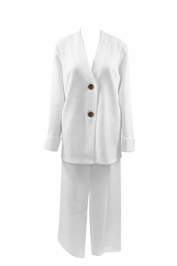 2-delige dames set blazer + pantalon wit – one size – nieuw 2-piece women’s set blazer + trousers white – one size – new