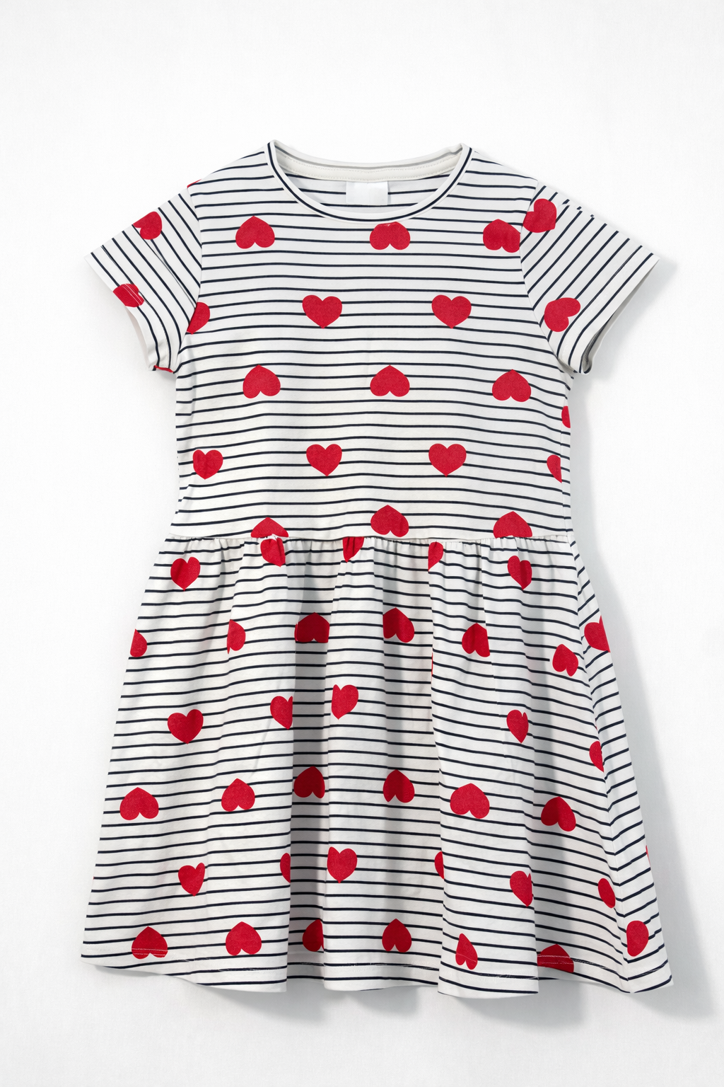 C&A meisjes jurk wit zwart met hartjes maat 116 / C&A girls dress white black with hearts size 116