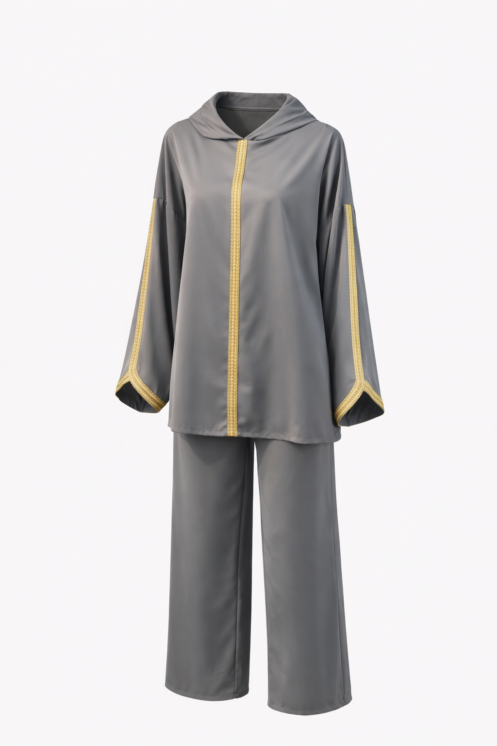 Arabische jabador dames 2-delig grijs met capuchon – elegant & comfortabel Arabian jabador women 2-piece grey with hood – elegant & comfortable