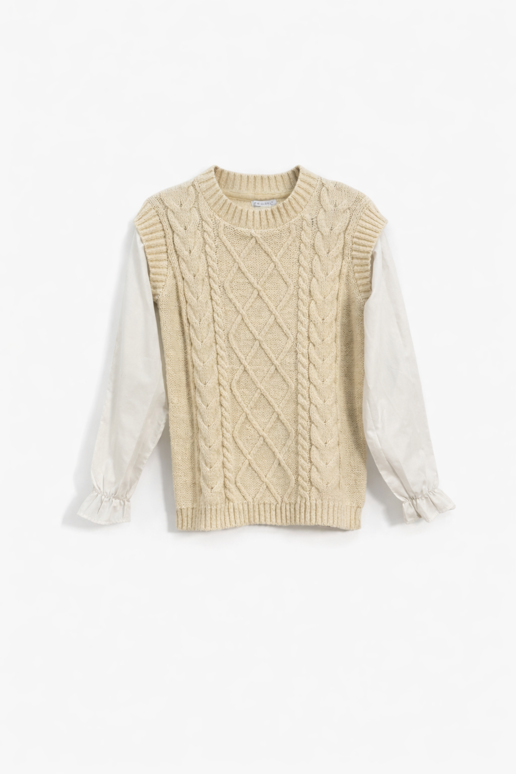 Primark meisjes trui crème met witte mouwen maat 158 – goede staat Primark girls sweater cream with white sleeves size 158 – good condition