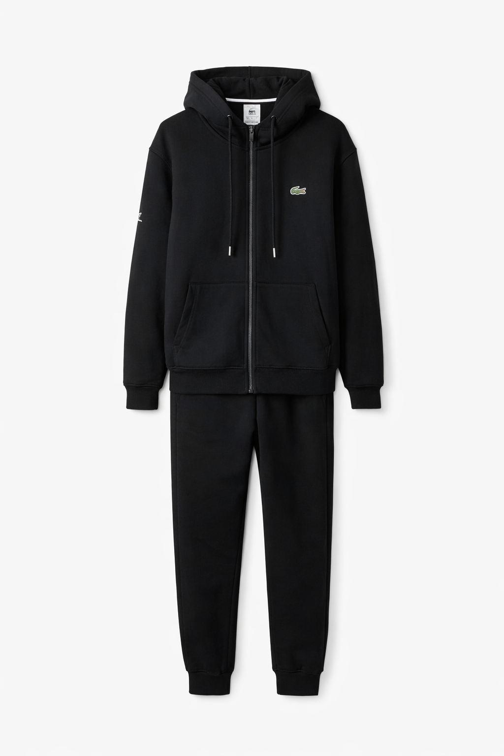 Lacoste stijl heren 2-delig trainingspak zwart maat XXL (valt als XL) nieuw | Lacoste style men’s 2-piece tracksuit black size XXL (fits like XL) new
