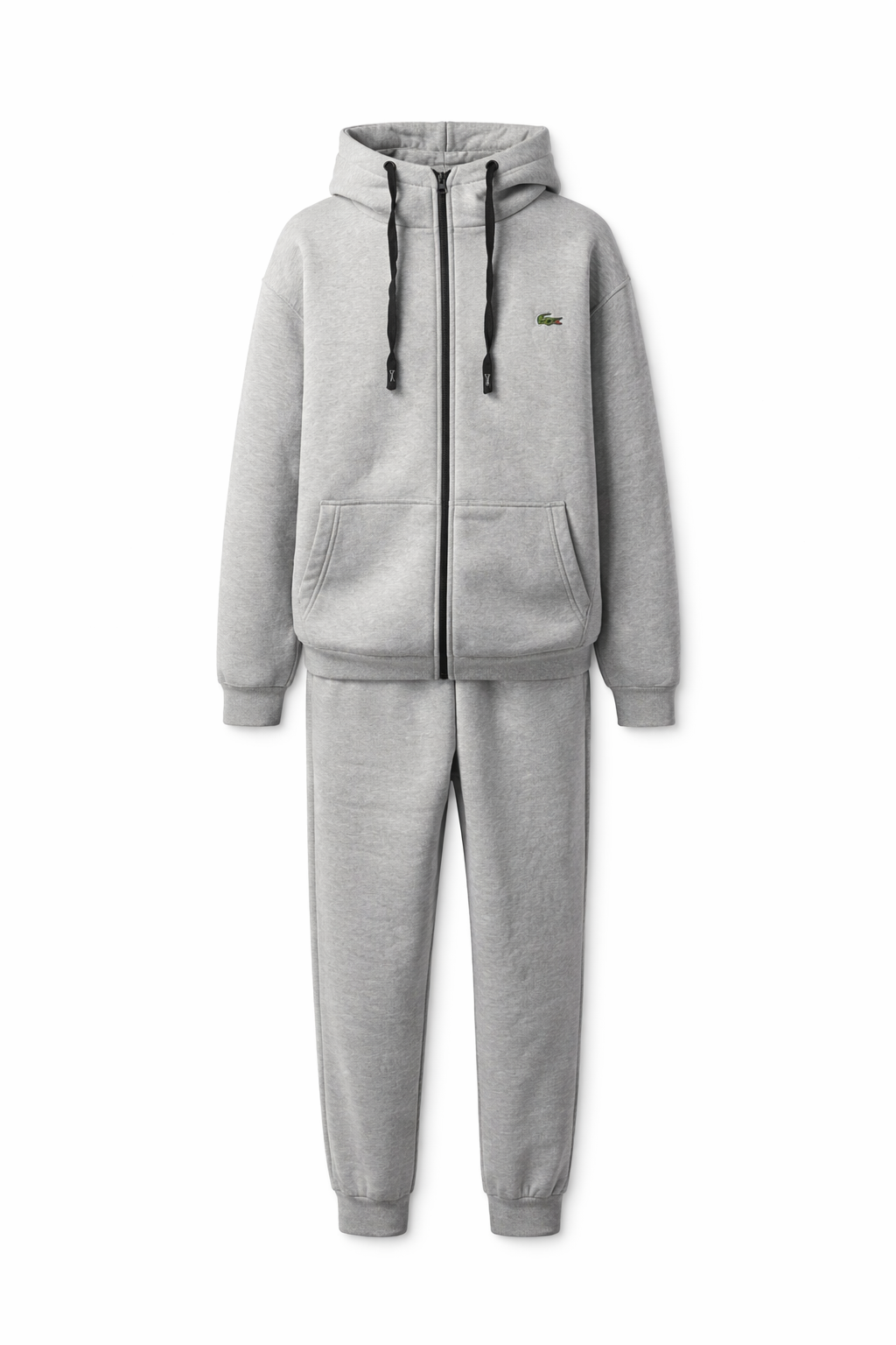 Lacoste stijl heren 2-delig trainingspak grijs maat XXL (valt als XL) nieuw | Lacoste style men’s 2-piece tracksuit grey size XXL (fits like XL) new