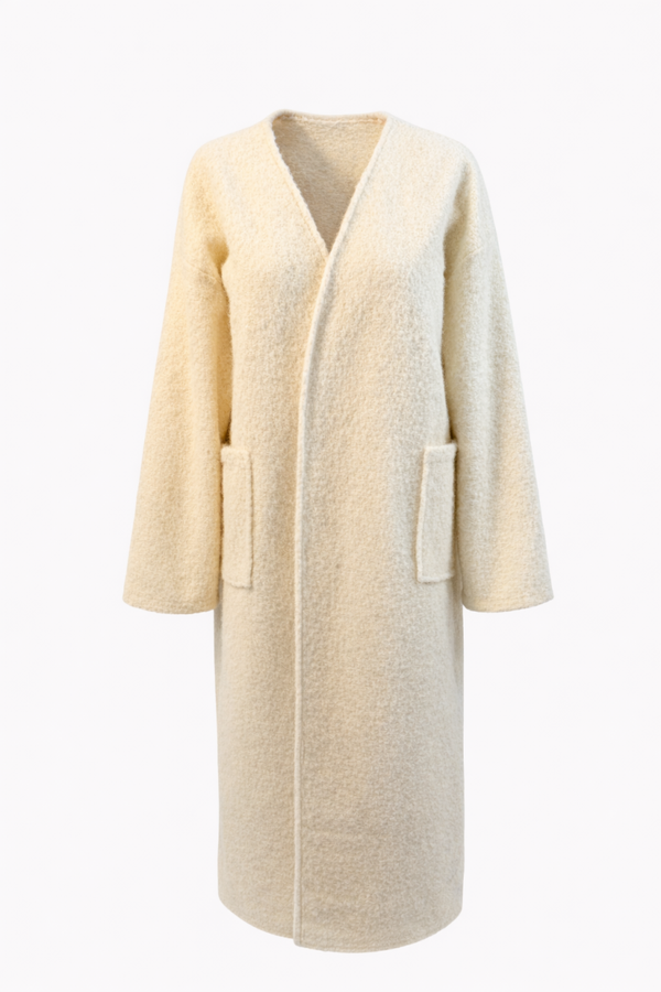 Nieuwe dames lange jas crème one size New women’s long coat cream one size