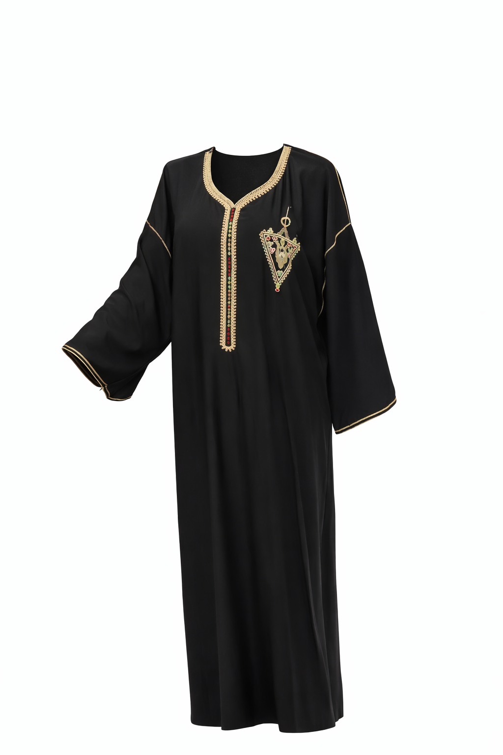 Zwarte abaya met gouden details driekwart mouwen nieuw | Black abaya with gold details three-quarter sleeves new