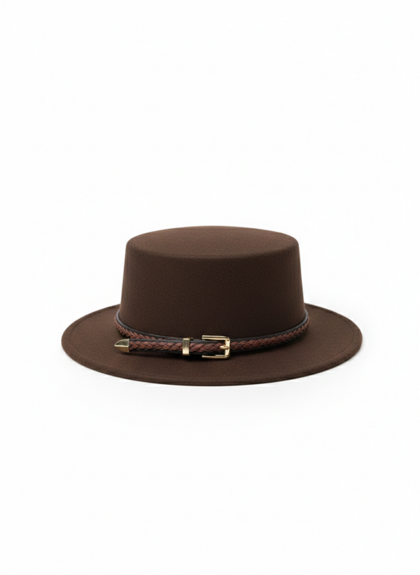 Dames hoed bruin met afneembare riem – nieuw Women’s hat brown with detachable strap – new