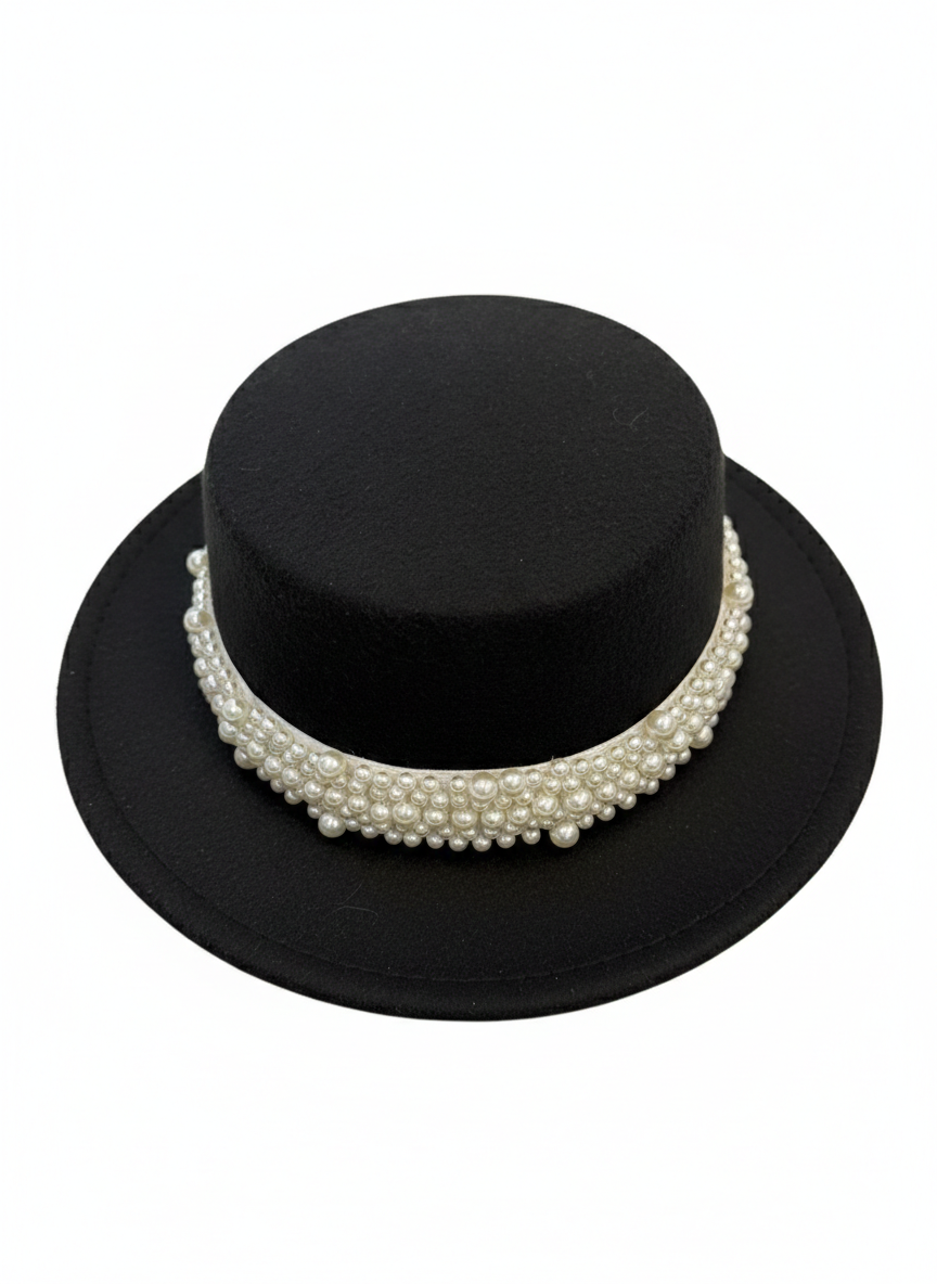 Shein dames hoed zwart met afneembare ketting – nieuw Shein women’s hat black with detachable chain – new